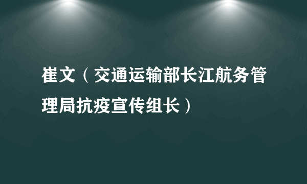 崔文（交通运输部长江航务管理局抗疫宣传组长）