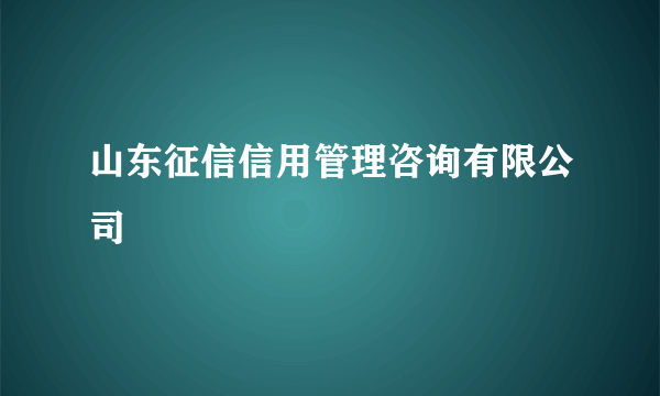 山东征信信用管理咨询有限公司