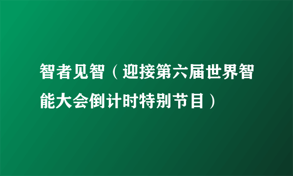 智者见智（迎接第六届世界智能大会倒计时特别节目）