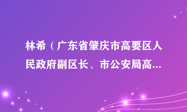 林希（广东省肇庆市高要区人民政府副区长、市公安局高要分局局长）