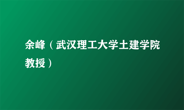 余峰（武汉理工大学土建学院教授）