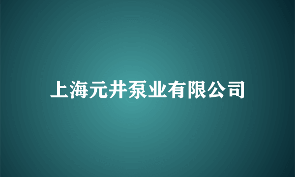 上海元井泵业有限公司