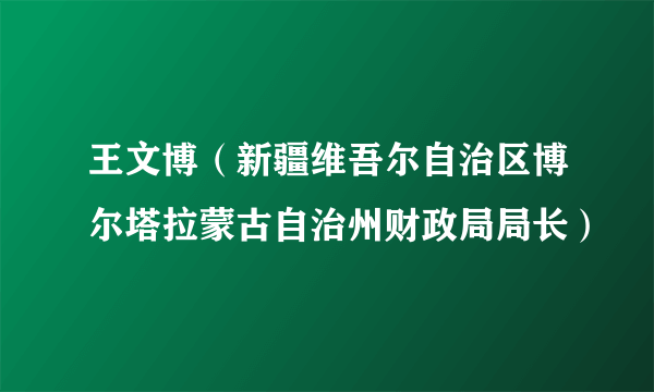 王文博（新疆维吾尔自治区博尔塔拉蒙古自治州财政局局长）