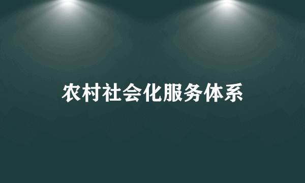 农村社会化服务体系