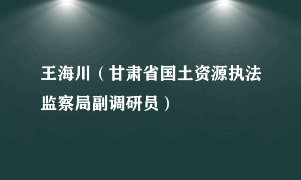 王海川（甘肃省国土资源执法监察局副调研员）