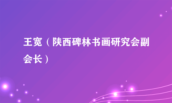 王宽（陕西碑林书画研究会副会长）