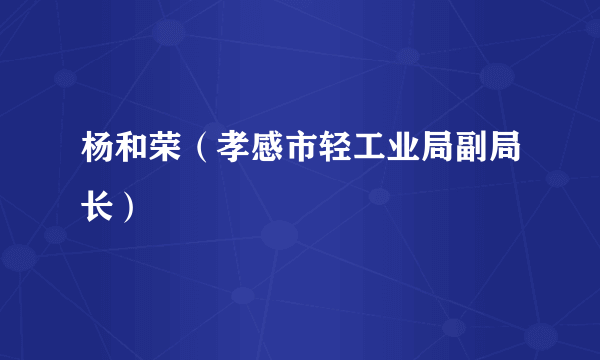 杨和荣（孝感市轻工业局副局长）