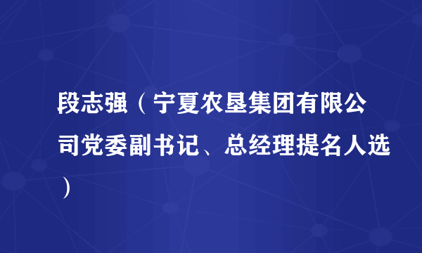 段志强（宁夏农垦集团有限公司党委副书记、总经理提名人选）