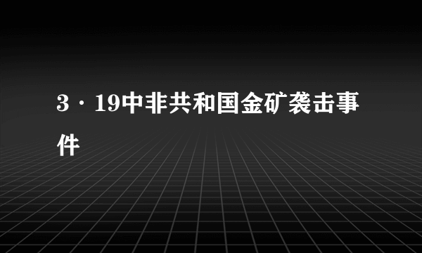 3·19中非共和国金矿袭击事件