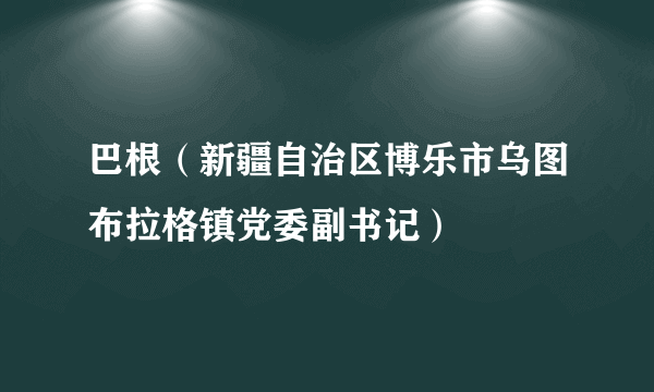 巴根（新疆自治区博乐市乌图布拉格镇党委副书记）