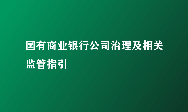 国有商业银行公司治理及相关监管指引