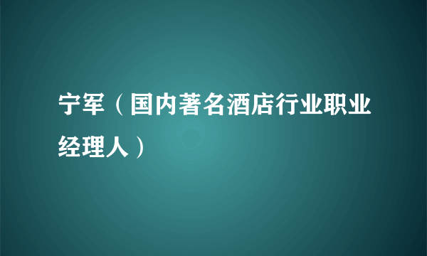 宁军（国内著名酒店行业职业经理人）