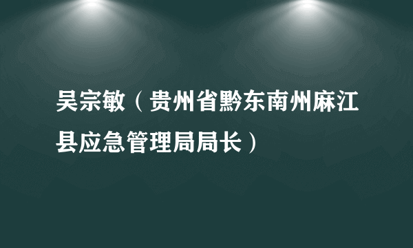 吴宗敏（贵州省黔东南州麻江县应急管理局局长）