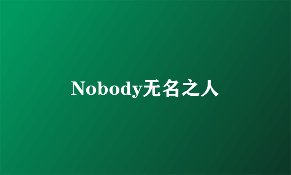 Nobody无名之人