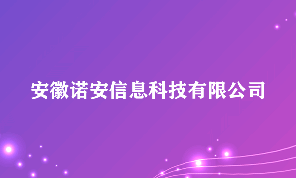 安徽诺安信息科技有限公司