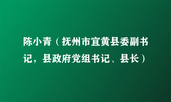 陈小青（抚州市宜黄县委副书记，县政府党组书记、县长）