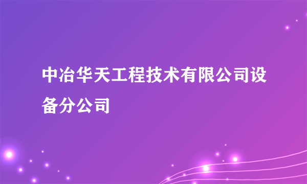 中冶华天工程技术有限公司设备分公司