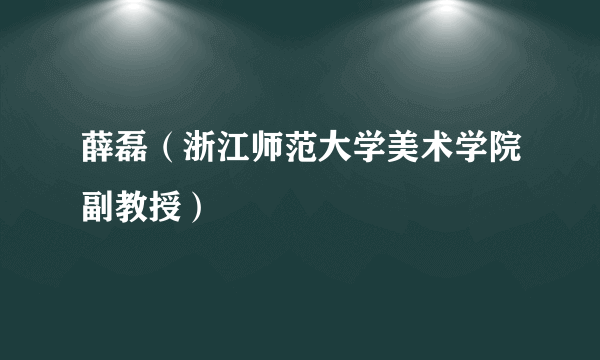 薛磊（浙江师范大学美术学院副教授）