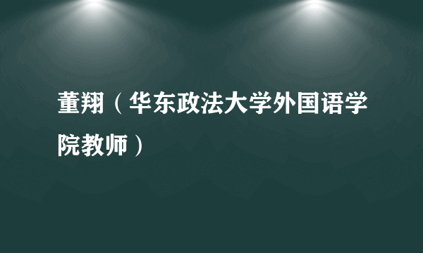 董翔（华东政法大学外国语学院教师）