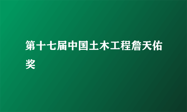 第十七届中国土木工程詹天佑奖