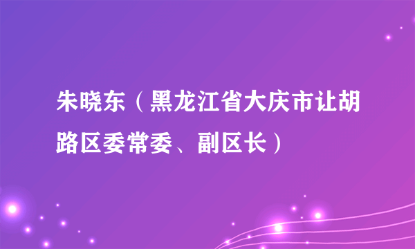 朱晓东（黑龙江省大庆市让胡路区委常委、副区长）