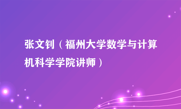 张文钊（福州大学数学与计算机科学学院讲师）