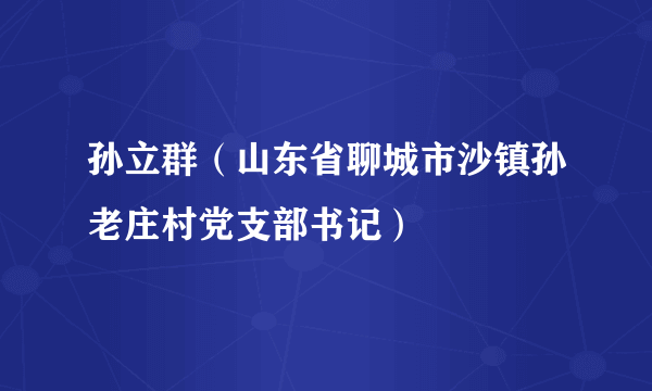 孙立群（山东省聊城市沙镇孙老庄村党支部书记）