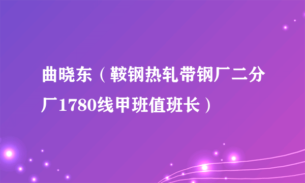 曲晓东（鞍钢热轧带钢厂二分厂1780线甲班值班长）