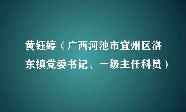 黄钰婷（广西河池市宜州区洛东镇党委书记、一级主任科员）