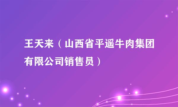 王天来（山西省平遥牛肉集团有限公司销售员）