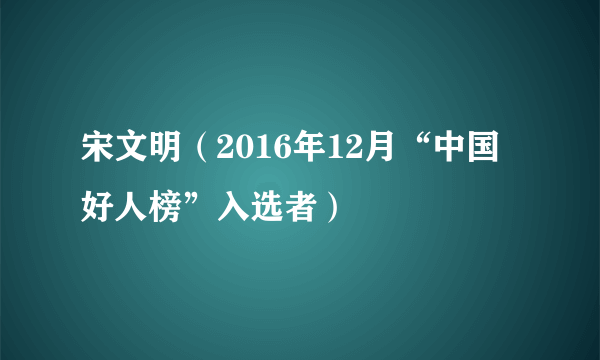 宋文明（2016年12月“中国好人榜”入选者）