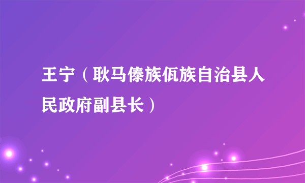 王宁（耿马傣族佤族自治县人民政府副县长）