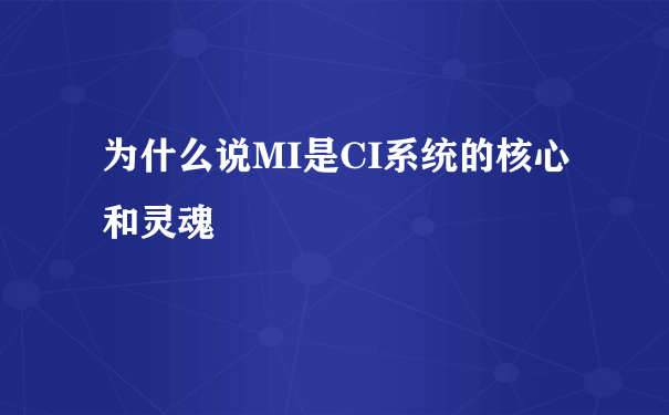 为什么说MI是CI系统的核心和灵魂