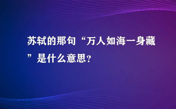 苏轼的那句“万人如海一身藏”是什么意思？