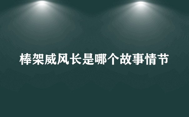 棒架威风长是哪个故事情节