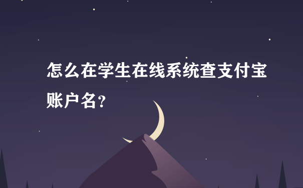 怎么在学生在线系统查支付宝账户名？