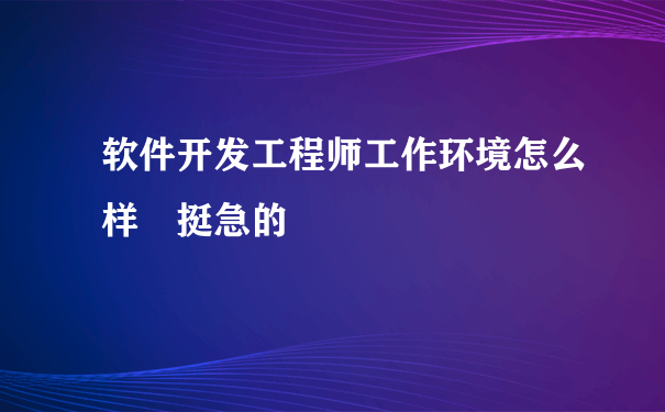 软件开发工程师工作环境怎么样 挺急的