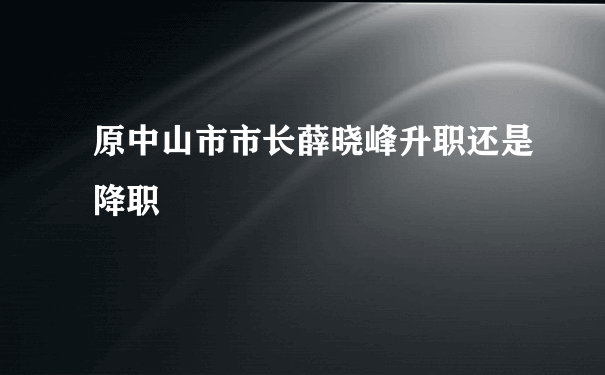 原中山市市长薛晓峰升职还是降职