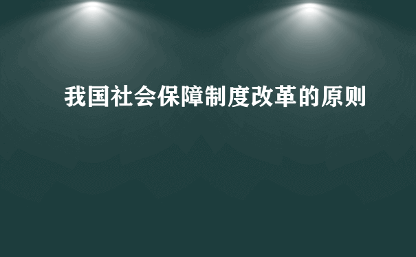 我国社会保障制度改革的原则