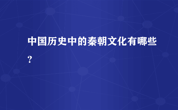 中国历史中的秦朝文化有哪些？