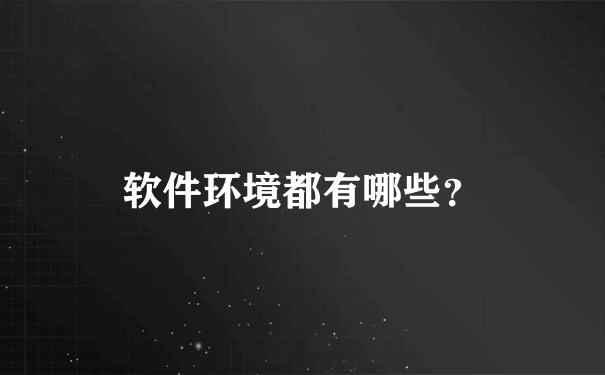 软件环境都有哪些？