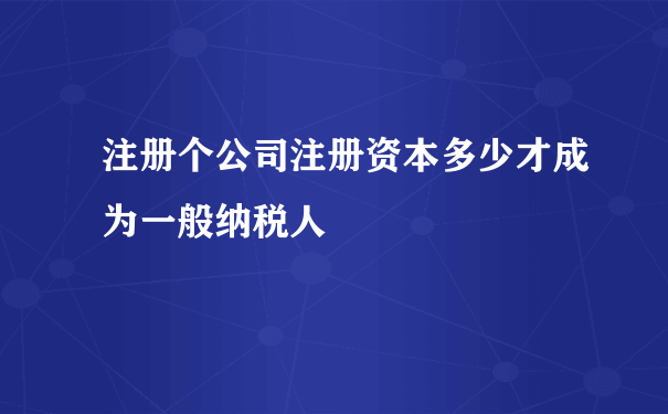 注册个公司注册资本多少才成为一般纳税人