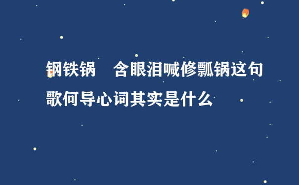 钢铁锅 含眼泪喊修瓢锅这句歌何导心词其实是什么