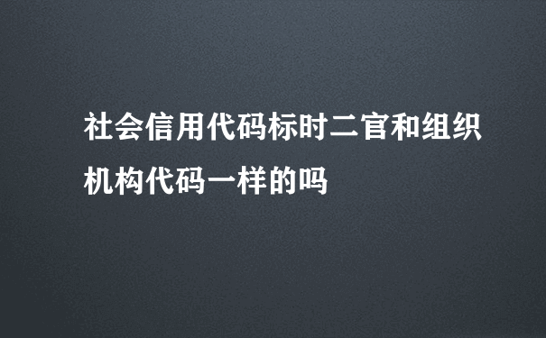 社会信用代码标时二官和组织机构代码一样的吗