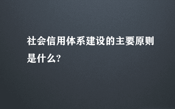 社会信用体系建设的主要原则是什么?