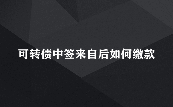 可转债中签来自后如何缴款