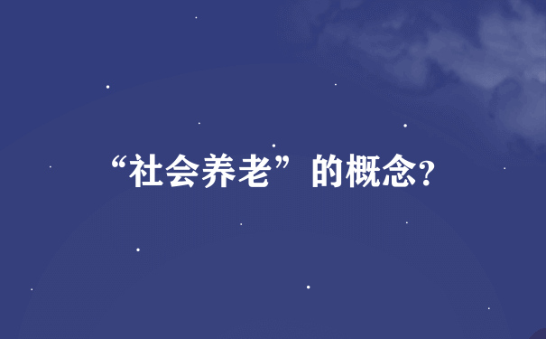 “社会养老”的概念？