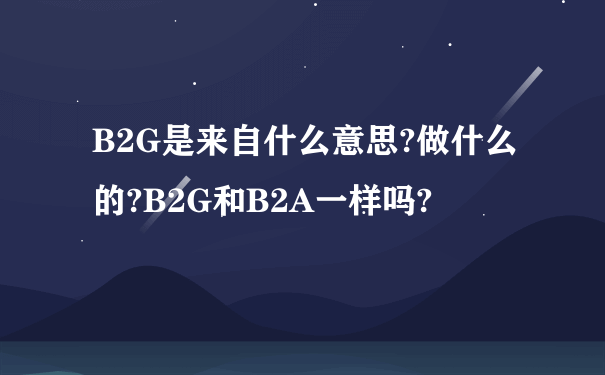 B2G是来自什么意思?做什么的?B2G和B2A一样吗?