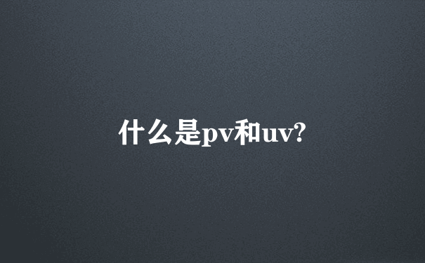 什么是pv和uv?