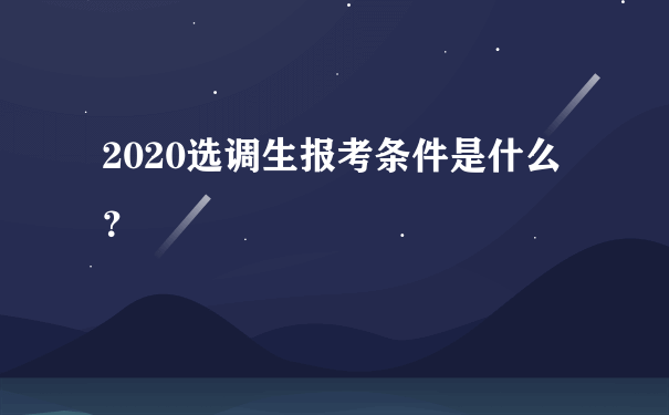 2020选调生报考条件是什么？